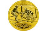 Банк России выпустил золотую монету «Хоккей на льду»