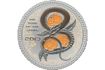 Вслед за хризантемами, змея на монете обвила пионы