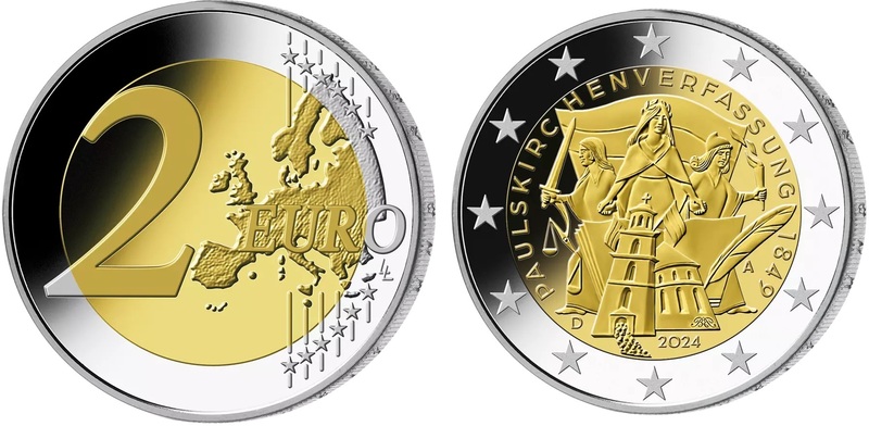 МД Германии выпустил памятную монету в честь 175-летия Конституции Паульскирхе