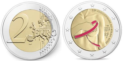 Во Франции отчеканили монету «Борьба с раком груди» 