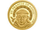 Лик Святого Франциска изображен на золотой монете