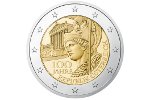 На биметаллической монете Австрии изображена Афина-Паллада