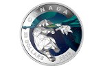 На канадской монете белый медведь показан графически