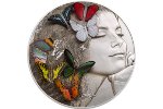 Семь 3D-бабочек украсили монету из серебра