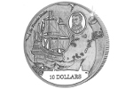 На коллекционной монете показан парусник Фрэнсиса Дрейка