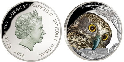 Мощная сова приветливо смотрит с австралийской монеты