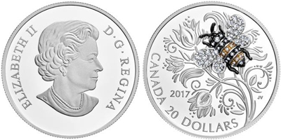 На канадской монете жужжит пчелка