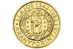 На венгерской монете показан золотой флорин Лайоша I