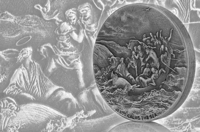 Монета «Иисус успокаивает бурю на море, Новый Завет»