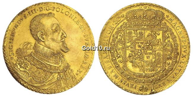 Исторические 100 дукатов Сигизмунда III (1621)