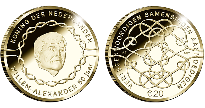 Золотая монета «50 лет королю Виллему-Александру»