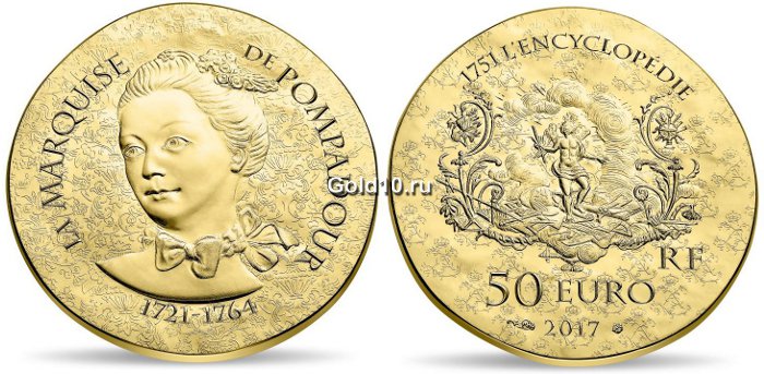 Золотая монета «Маркиза де Помпадур»