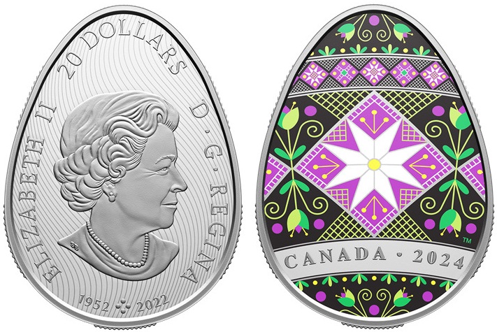 Королевский канадский МД выпустил к Пасхе монеты в виде писанок