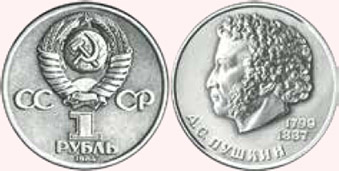 Образ Пушкина на монетах и банкнотах России