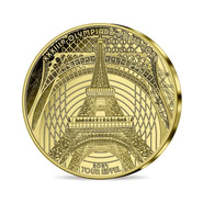 Эйфелева башня на памятных монетах, посвященных летним Олимпийским играм 2024 в Париже. Франция
