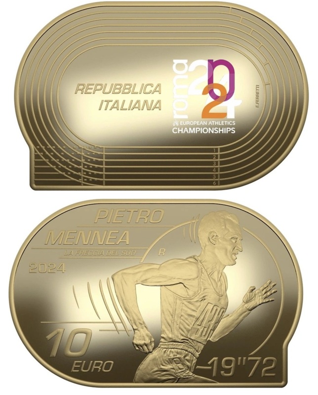Италия анонсировала монеты к Чемпионату Европы по легкой атлетике 2024 нестандартной формы