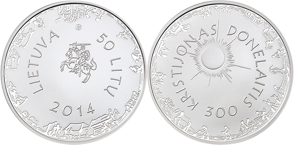 Монета, посвященная 300-летию со дня рождения Кристионаса Донелайтиса