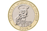 На монете Великобритании показан портрет времен Первой мировой войны