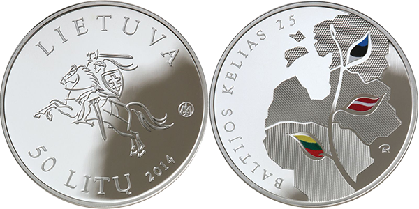 Монета, посвященная 25-летию Балтийского пути