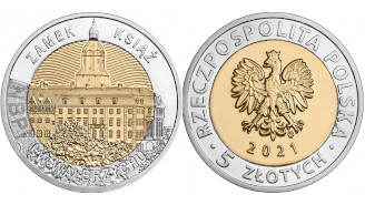 Княжеский замок в Валбжихе на монете Польши