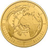 Золотое время мира: часы и глобус на монете Швейцарии