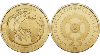 Лучшей золотой монетой года по версии жюри конкурса «Монетное созвездие 2023» стали швейцарские 25 франков