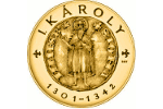 Король Венгрии Карл I изображен на золотой монете (10 000 форинтов)