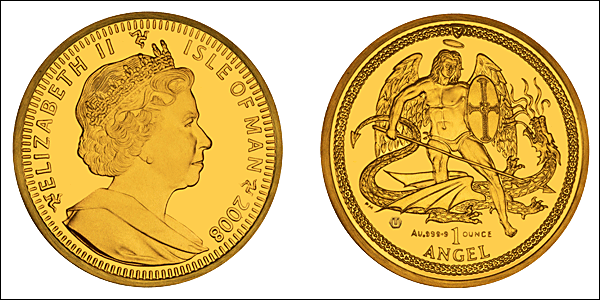 Новая золотая монета острова Мэн с изображением Архангела