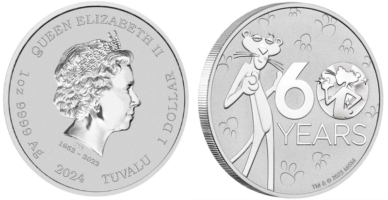 Новые коллекционные монеты Тувалу отметили юбилей Розовой Пантеры