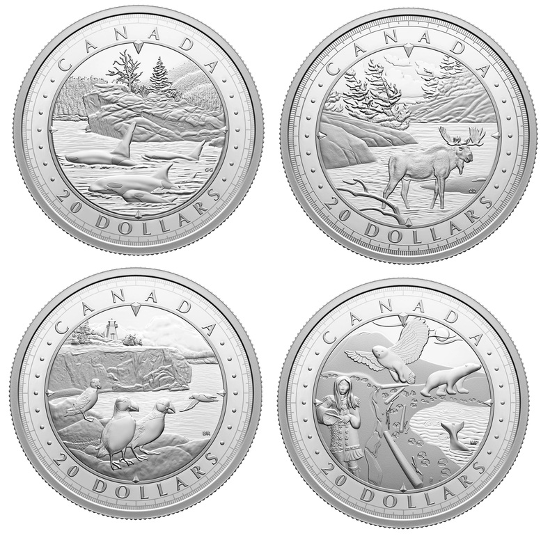 Канада представила памятные монеты с разными живописными водоемами страны