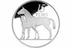 Охотничья лошадь с жеребенком отчеканены на ирландской монете