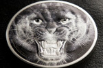Черная пантера показана на коллекционной монете