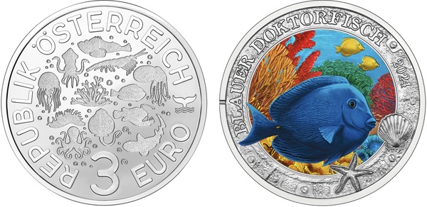 Австрийский монетный двор анонсировал выпуск коллекционной монеты с рыбой-хирургом