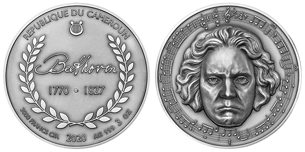 Бетховен (3D монета с реальным лицом)