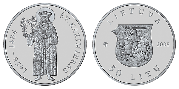 Монета, посвященная 550‑ой годовщине рождения Св. Казимира