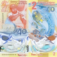 Самая красивая банкнота в мире по версии Международного общества банкнот (IBNS) 2 доллара от Восточно-Карибского центрального банка 