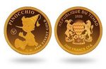Пиноккио на золотой монете республики Чад