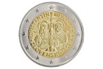На биметаллической монете – портреты Кирилла и Мефодия