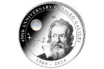 На монете «Галилео Галилей» есть вставка - лунный камень