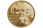 Оле Булл на 10-кроновой монете