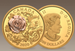 Канадская монета и 3-D роза