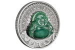 «Смеющийся Будда» - монета со вставкой из нефрита