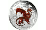 Красный дракон на австралийской монете (1 доллар)