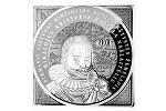 На серебряной монете показана карта Великого княжества Литовского