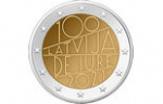 2 евро Латвии в честь признания независимости де-юре