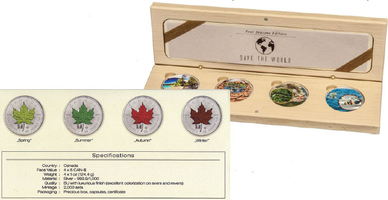 Сертификаты подлинностии коробки наборов монет Канады и США периода «Социально-значимые темы» 2019-2020 гг. инвестиционные монеты