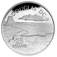 Американский «Дуглас DC-3», изображенный на монете Соломоновых островов (25 долларов)