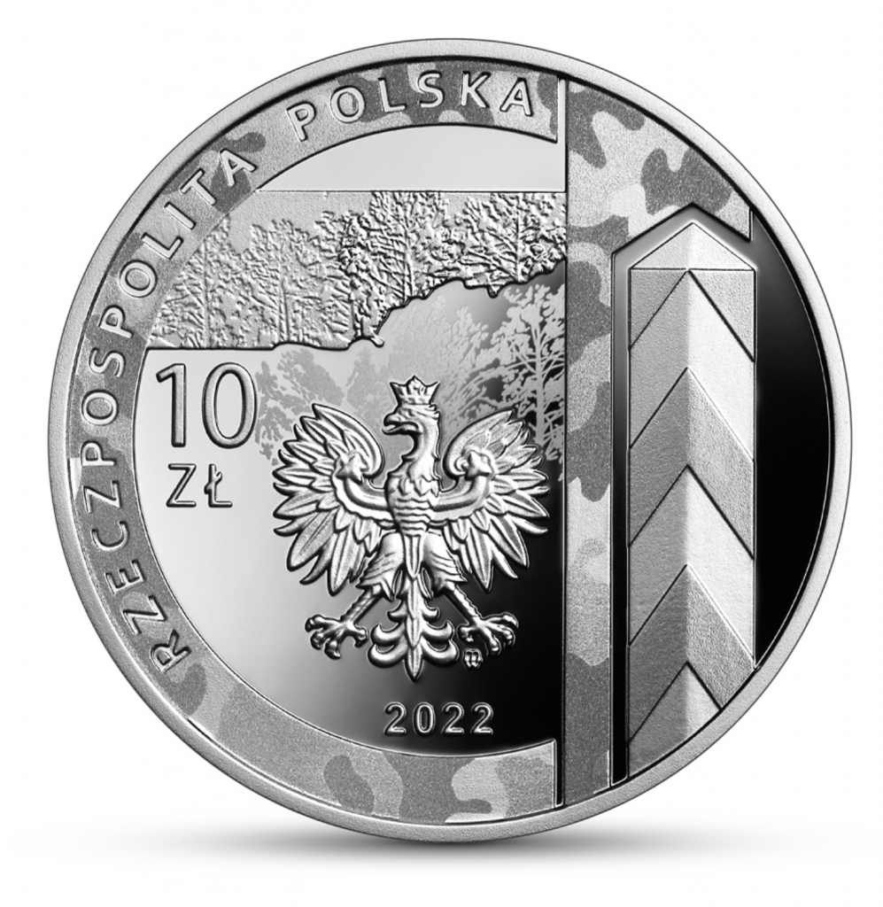 Аверс монеты с польскими пограничниками