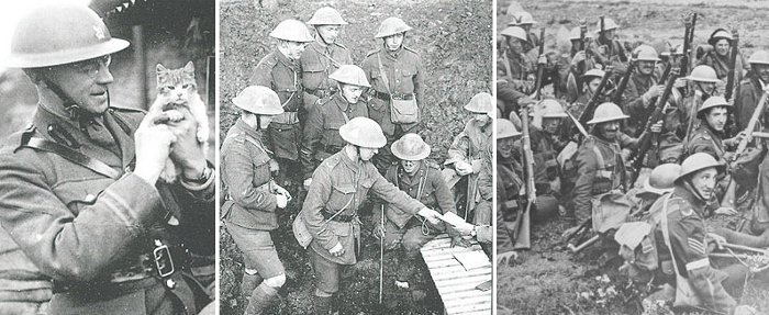 Участники Первой мировой войны в касках Mark I (фото - www.world-war-helmets.com)