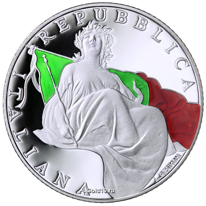 Монета «70 лет Конституции Италии» (аверс)